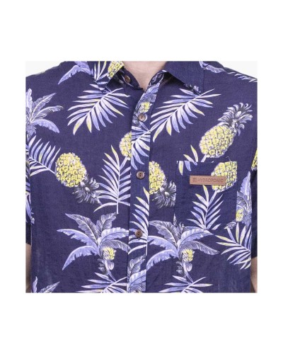 Camisa manga corta Hydroponic "Makahiki" navy tropical