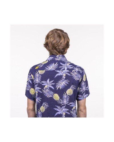 Camisa manga corta Hydroponic "Makahiki" navy tropical