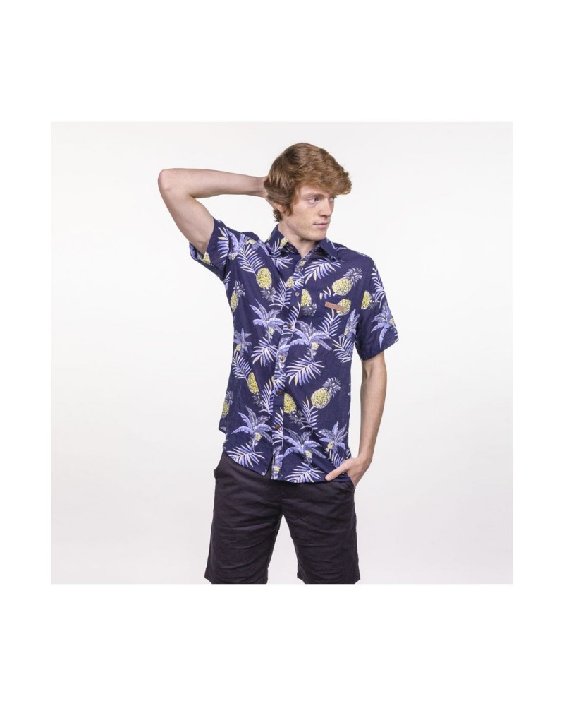 Camisa manga corta Hydroponic "Makahiki" navy tropical