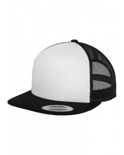 Gorra plana trucker snapback Flexfit 6006W black white