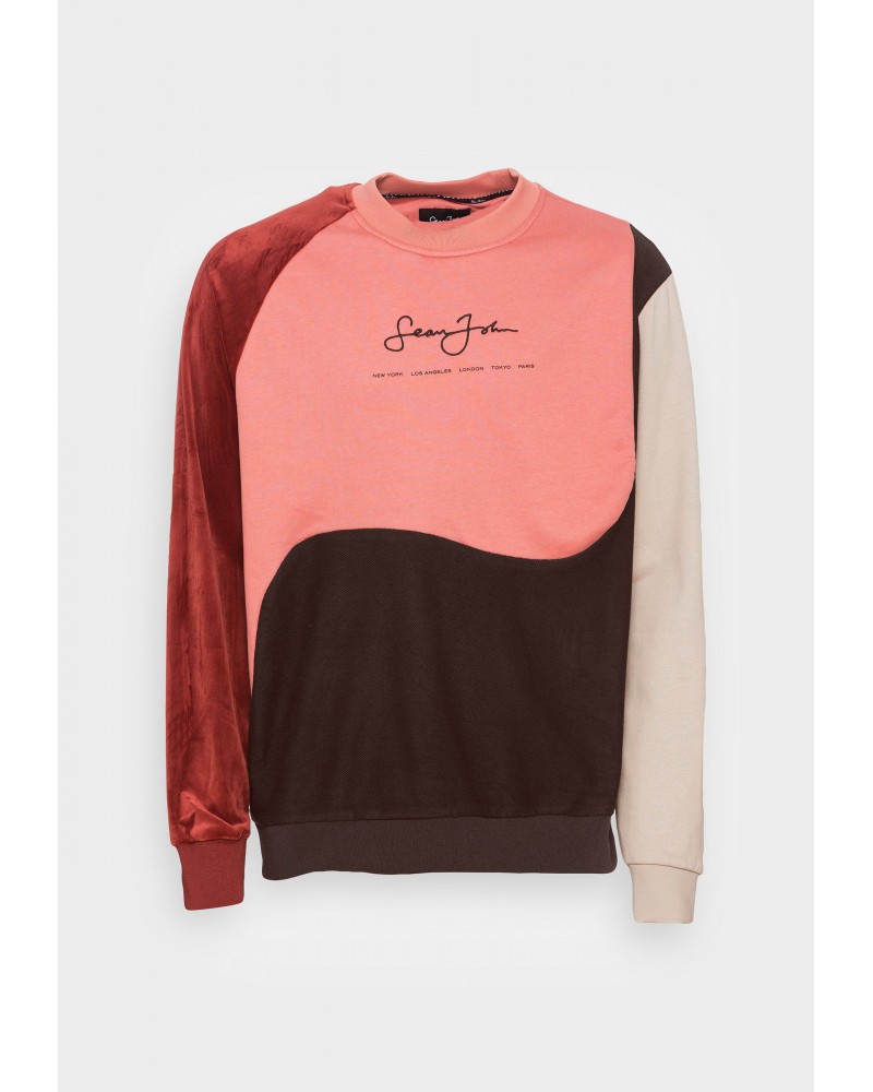 Sudadera crewneck Sean John Classic Logo Patchwork dark red