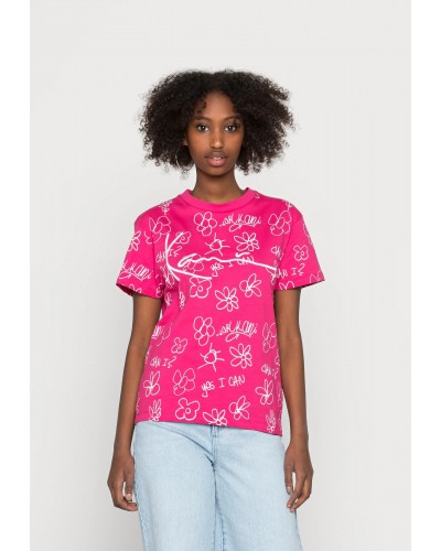 Camiseta top chica Karl Kani Signature flower pink