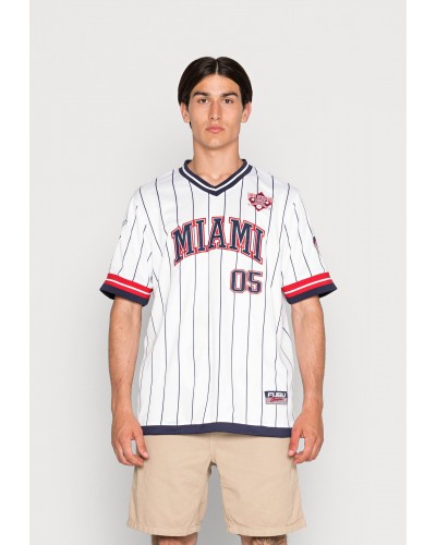 Camiseta FUBU Miami Athletics white stripes navy red