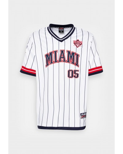 Camiseta FUBU Miami Athletics white stripes navy red