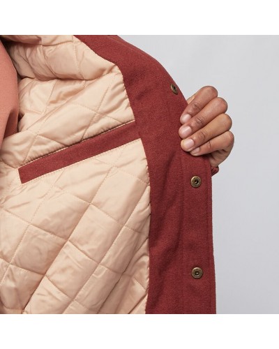 Chaqueta beisbolera bomber Karl Kani OG College jacket wine red cream sand