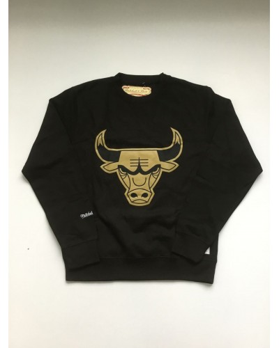 Sudadera crewneck Mitchell & Ness Chicago Bulls Gold Team black