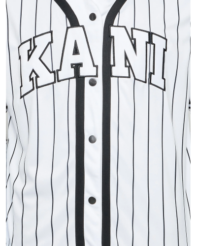 Camiseta beisbolera Karl Kani Serif pinstripe white black