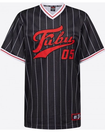 Camiseta FUBU Varsity Pinstriped mesh black red white