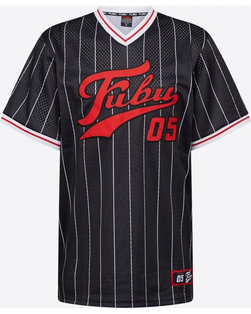 Camiseta FUBU Varsity Pinstriped mesh black red white