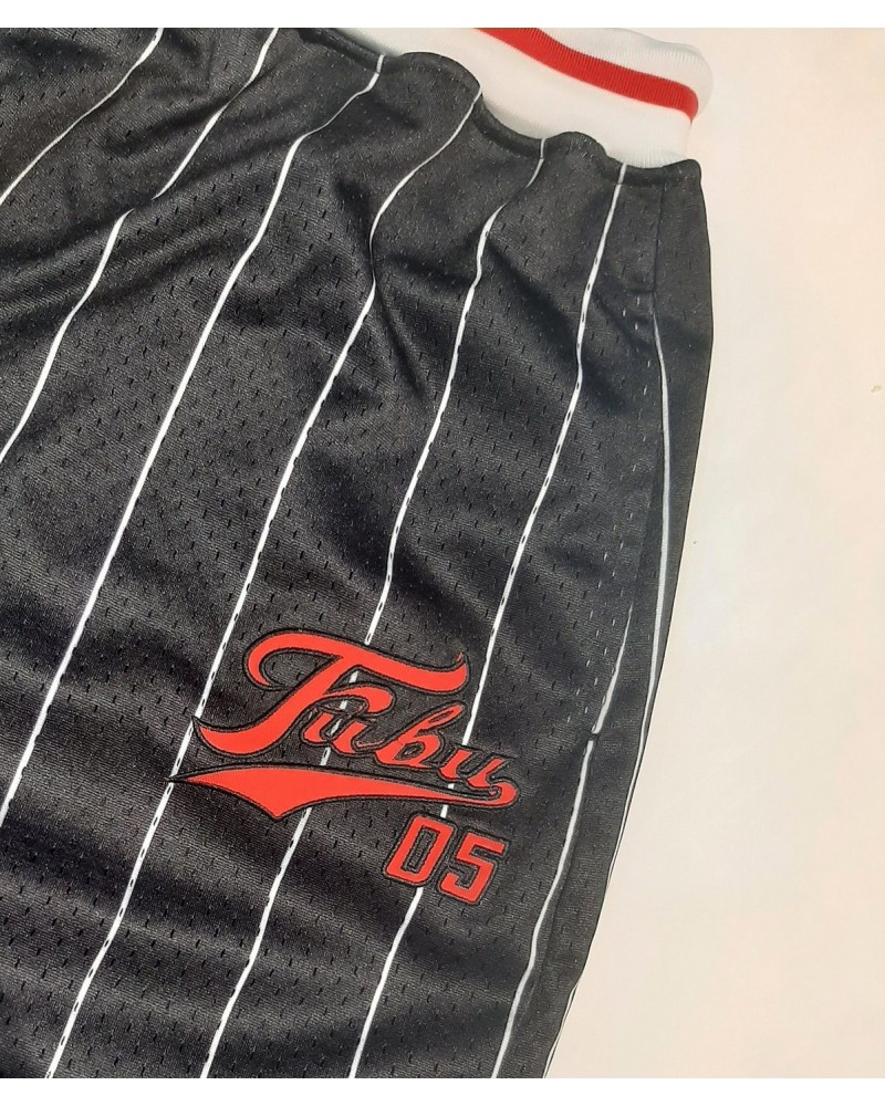 Shorts Fubu Varsity Pinstriped mesh black red white