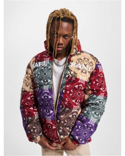 Chaquetón pana Karl Kani Retro Paisley puffer dark red multicolor