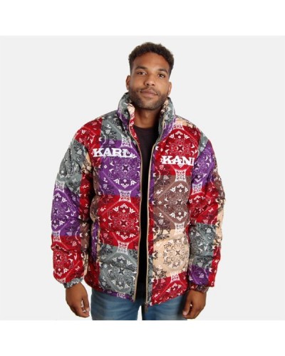 Chaquetón pana Karl Kani Retro Paisley puffer dark red multicolor