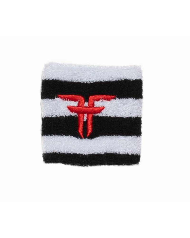 Muñequera Fallen Striped black white red logo