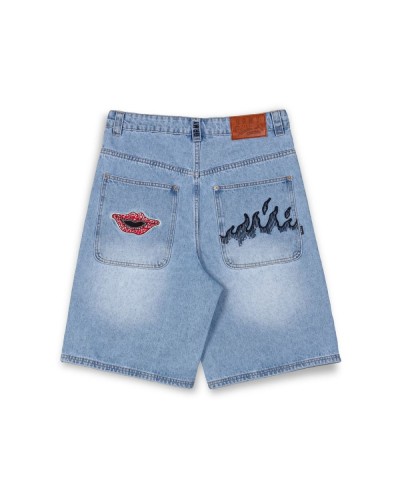 Pantalón corto vaquero Grimey Burn in Flames washed denim light blue