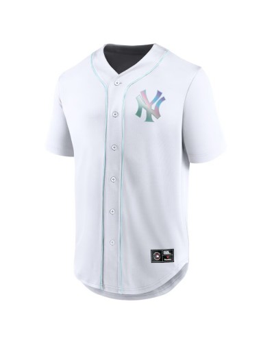 Camiseta beisbolera Fanatics NY Yankees Holographic iridiscente MLB Foundation white