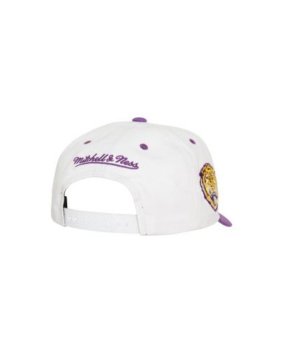 Gorra curva Mitchell & Ness Tail Sweep Pro snapback Louisiana State University white purple yellow