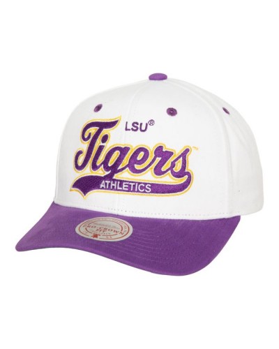 Gorra curva Mitchell & Ness Tail Sweep Pro snapback Louisiana State University white purple yellow