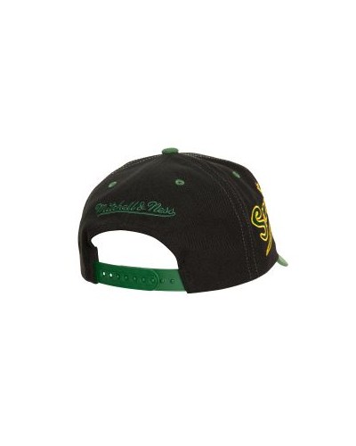 Gorra curva Mitchell & Ness Seattle Supersonics Overbite pro green yellow red