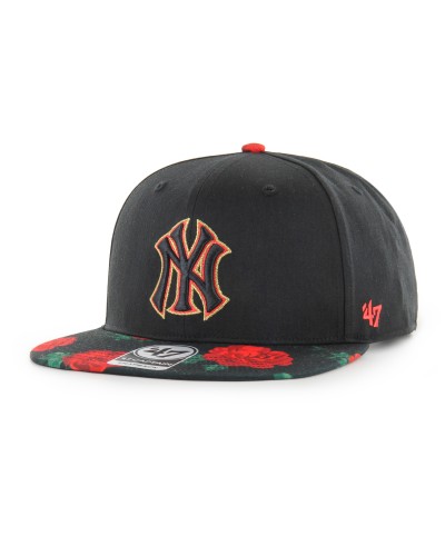 Gorra plana 47 Brand NY Yankees floral black red gold