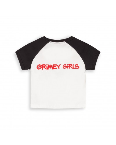 Camiseta top chica Grimey Girls raglan fitted off white black