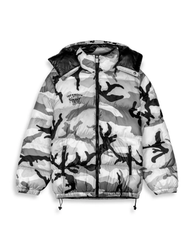 Chaquetón puffy Grimey Follow the dollar hood white camo