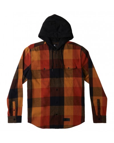 Camisa manga larga capucha DC Shoes Ruckus Hooded black ar.spice chipmunk plaid