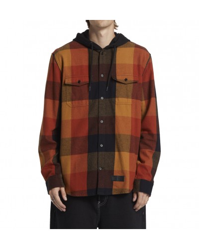 Camisa manga larga capucha DC Shoes Ruckus Hooded black ar.spice chipmunk plaid