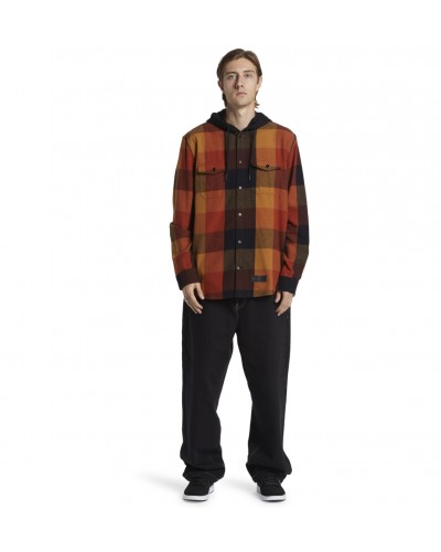 Camisa manga larga capucha DC Shoes Ruckus Hooded black ar.spice chipmunk plaid