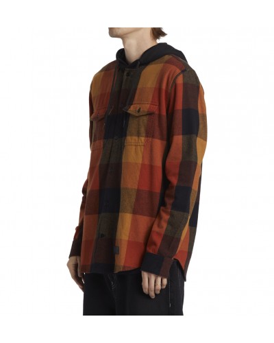 Camisa manga larga capucha DC Shoes Ruckus Hooded black ar.spice chipmunk plaid