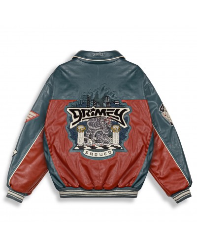 Chaqueta Grimey PU Leather dark navy red