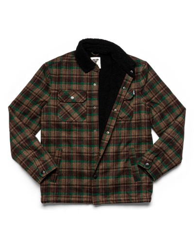 Chaqueta sobrecamisa borrego Fallen Light Lamb brown green plaid