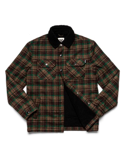 Chaqueta sobrecamisa borrego Fallen Light Lamb brown green plaid