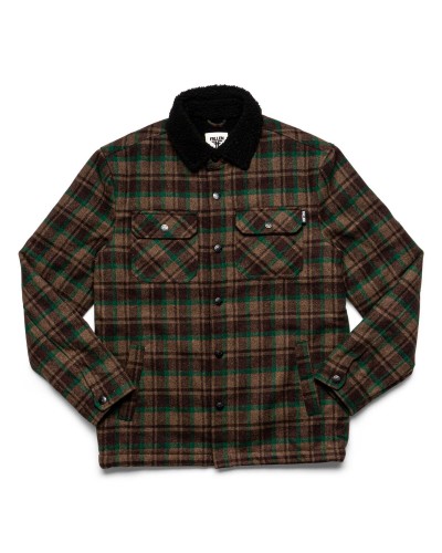 Chaqueta sobrecamisa borrego Fallen Light Lamb brown green plaid