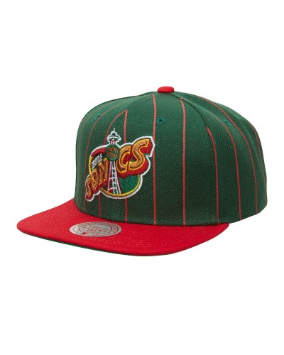 Gorra plana Mitchell & Ness Seattle Supersonics Team Pin green red