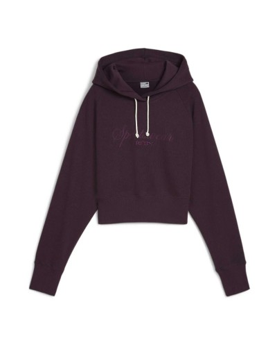 Sudadera con capucha chica Puma Classics Relaxed Cropped lila oscuro