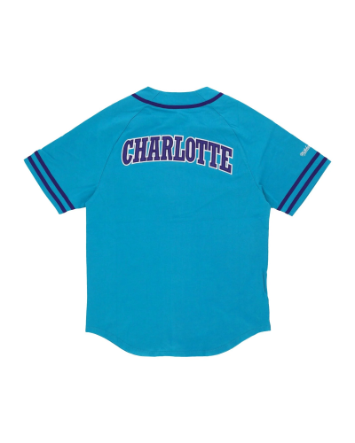 Camiseta beisbolera Mitchell & Ness Charlotte Hornets Fashion Cotton Button Front teal